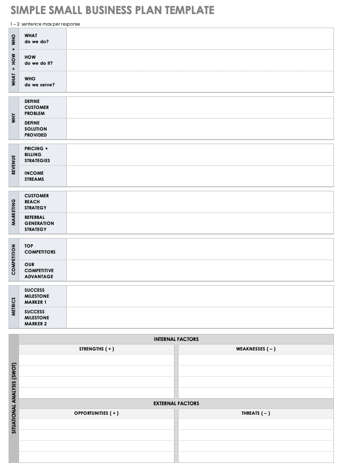 Blank Templates Free Pdf For Business Plan