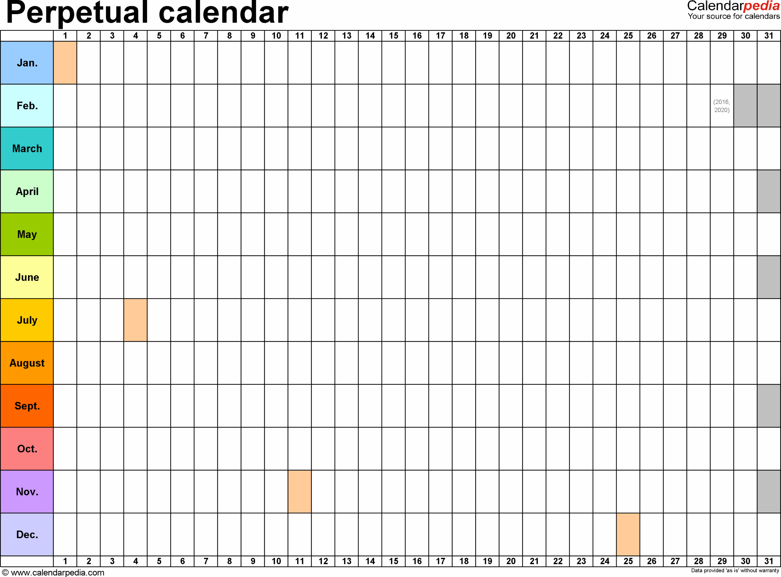 Blank Free Calendar Templates