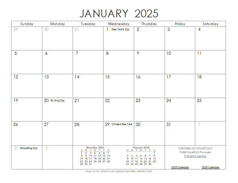 Calendar Template 2025 Wesley Abbot
