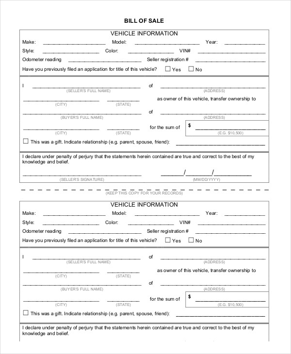 Car Bill Of Sale Illinois Pdf CarSide