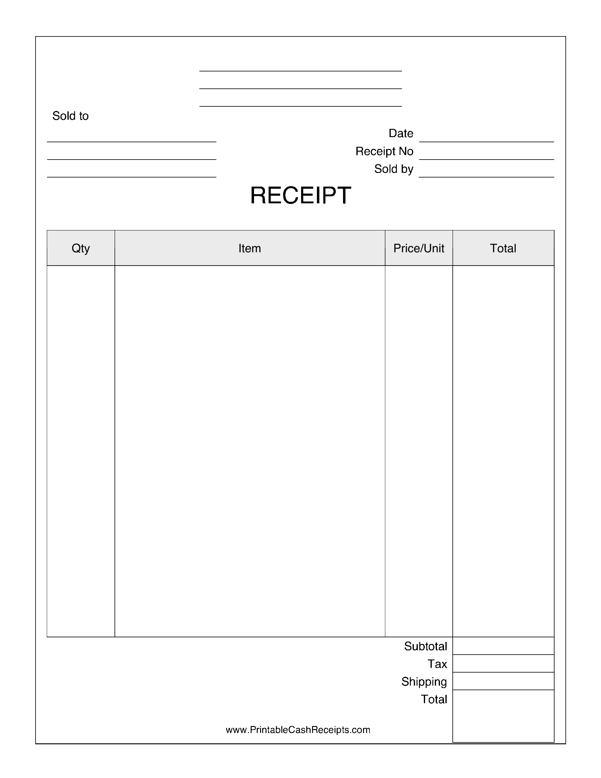 Cash Receipt Template Allbusinesstemplatescom Editable Receipt