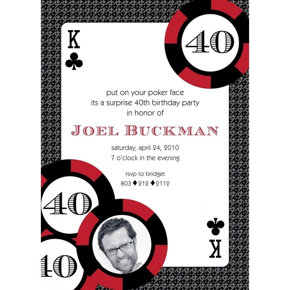 Casino Poker Vegas Birthday Party Printable Invitation Red Casino