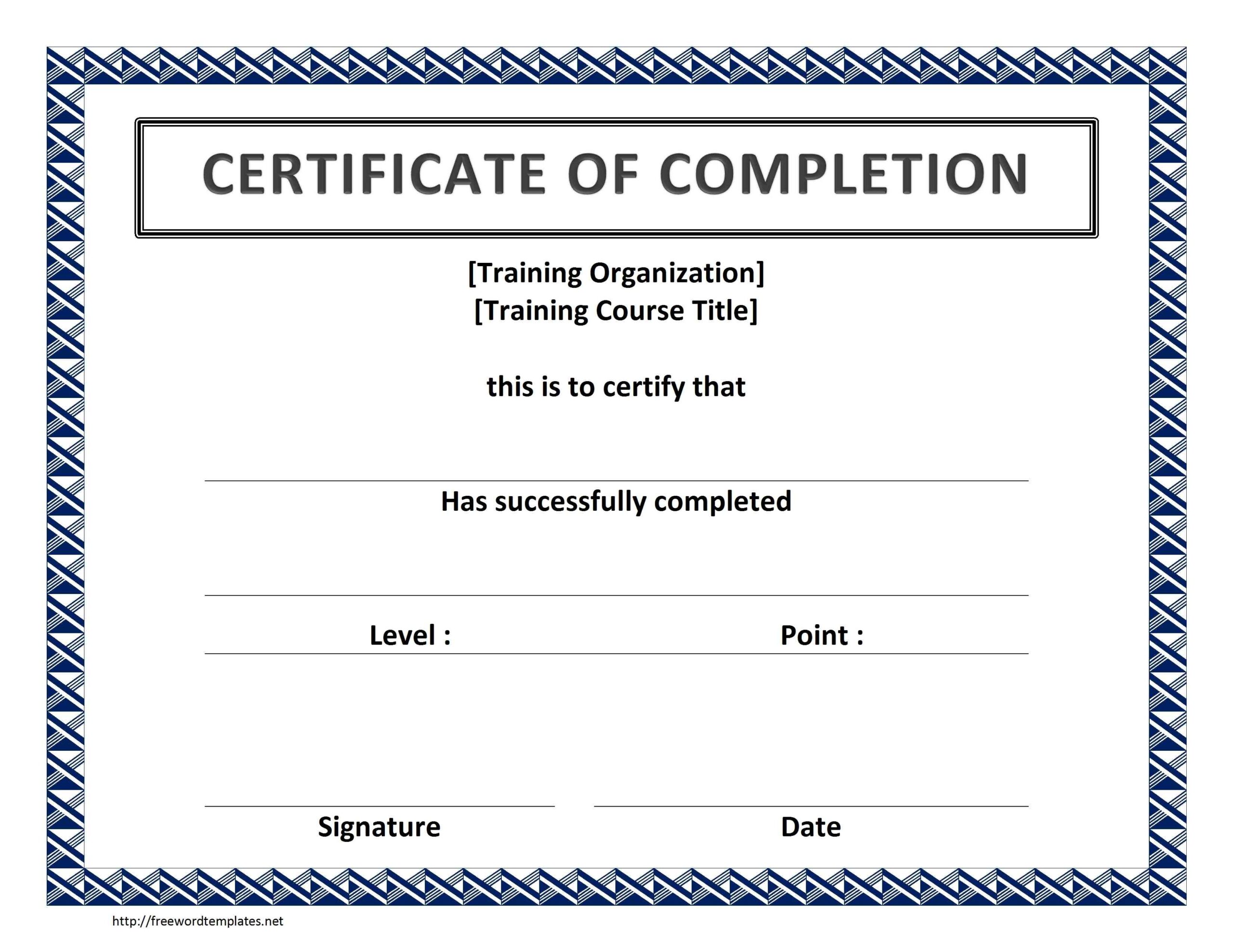 Certificate Blank Templates Free