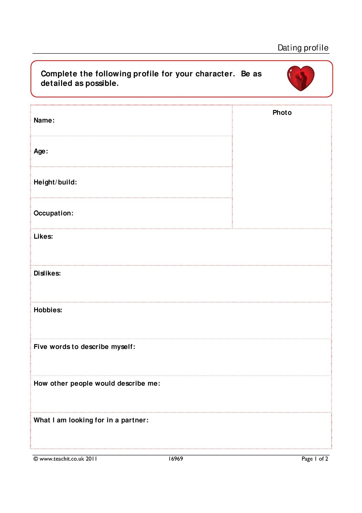 Character Profile Teaching Template KS3 5 English Teachit