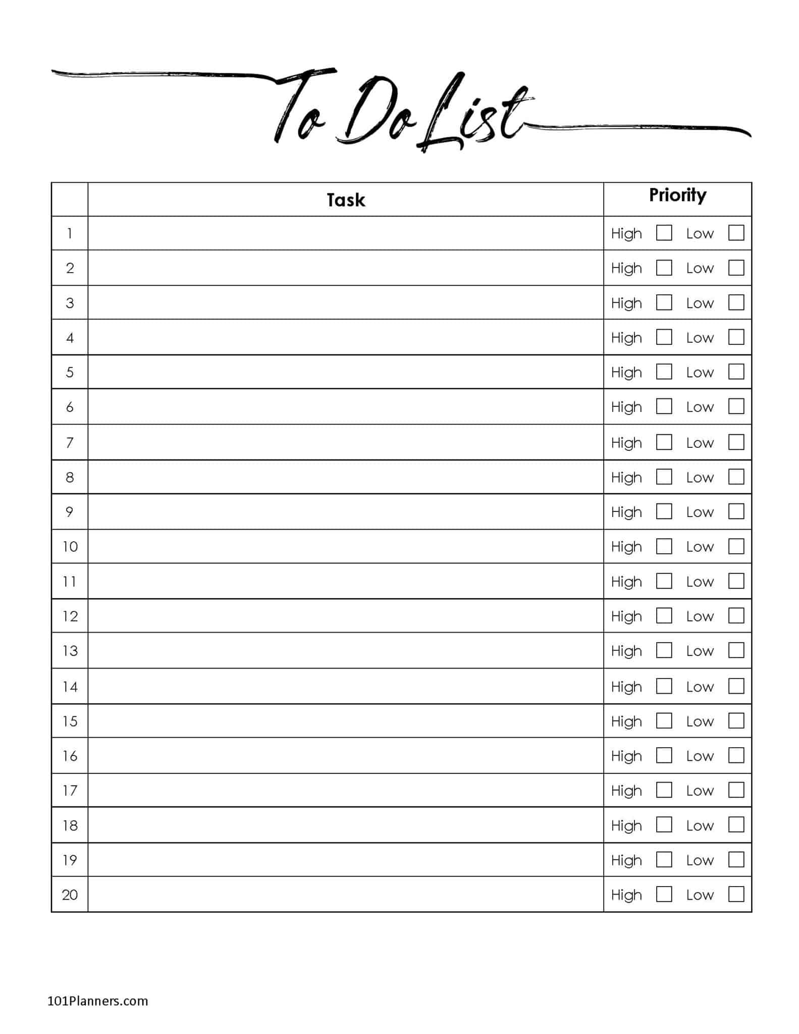 Check List Printable