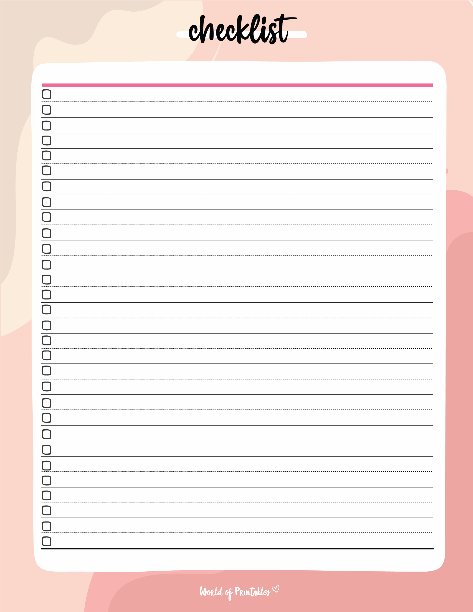 Checklist Template 25 Best Styles World Of Printables