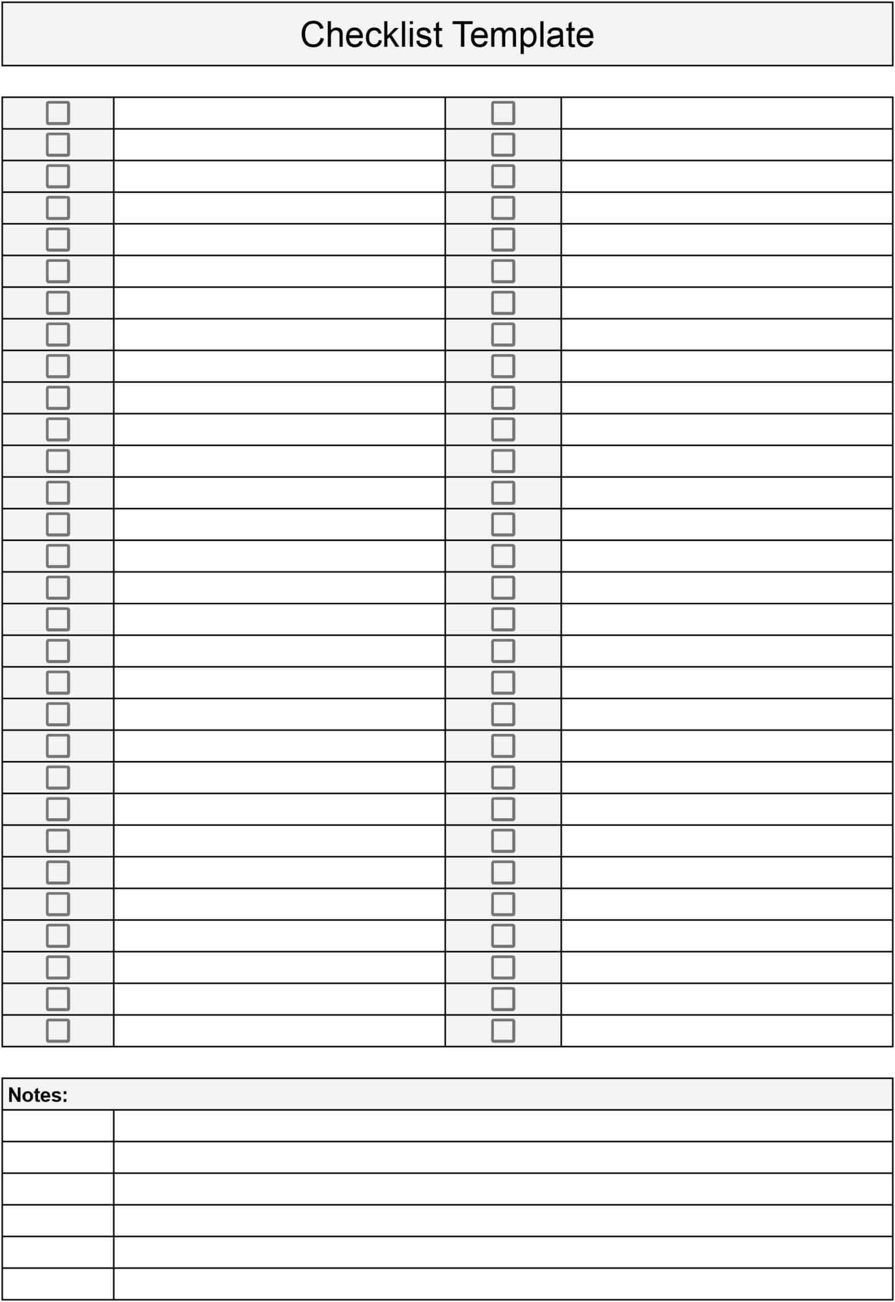 Checklist Templates Download Print For Free Free Printable Blank Checklist
