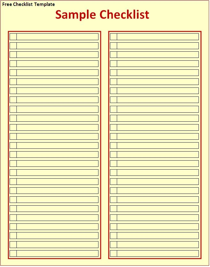 Checklist Templates List Templates Free Word Templates