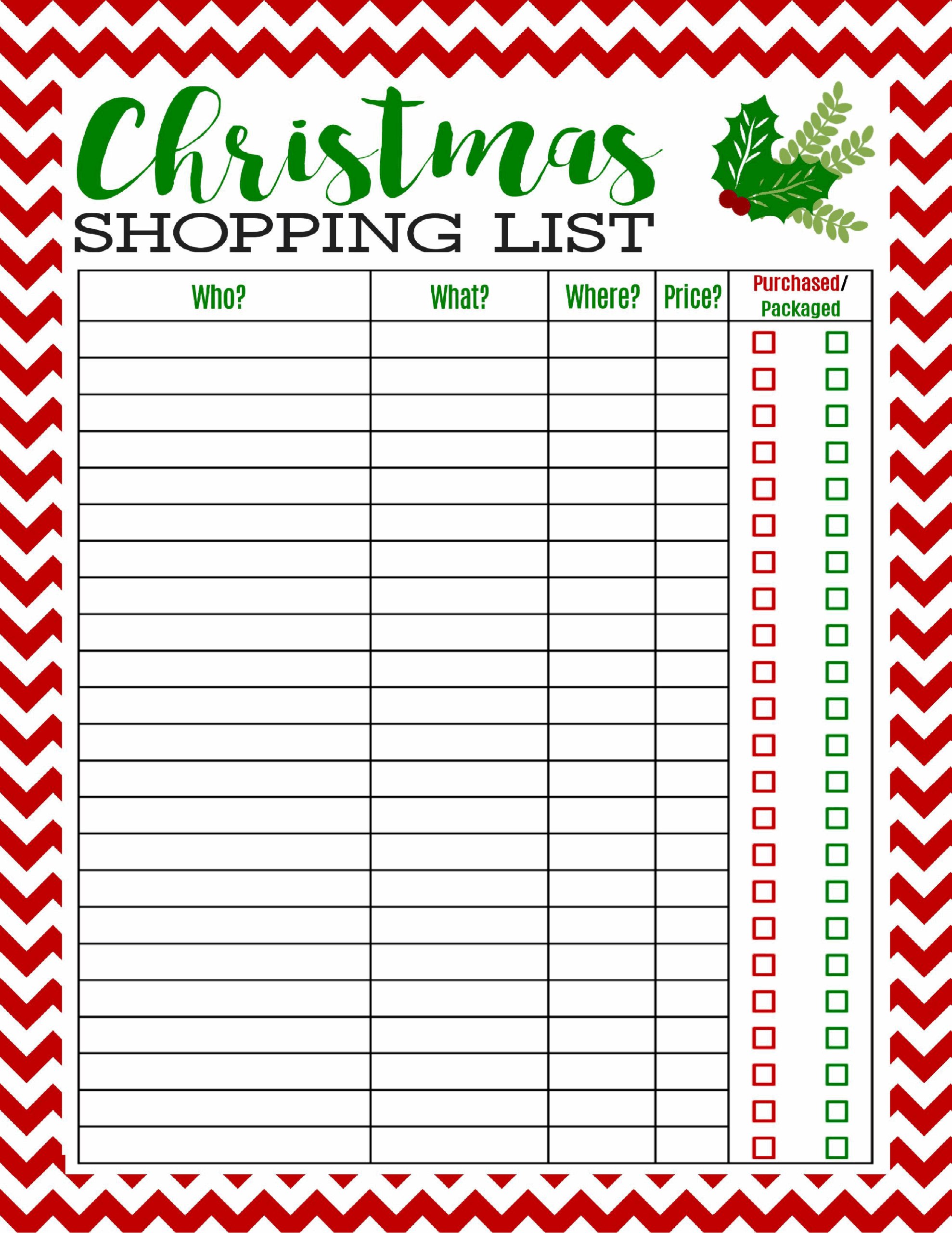 Christmas Gift List Printable