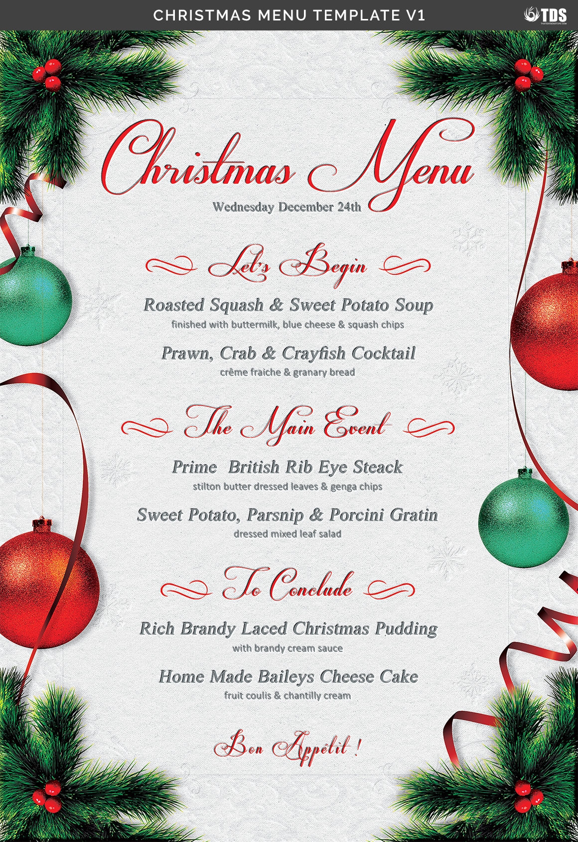 Blank Xmas Menu Templates