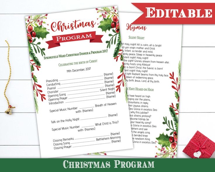 Christmas Program Editable Template Christmas Natividad Etsy