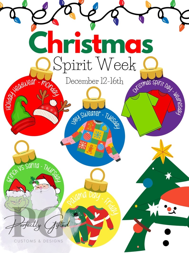 Christmas Spirit Week Design Template Spirit Days Etsy
