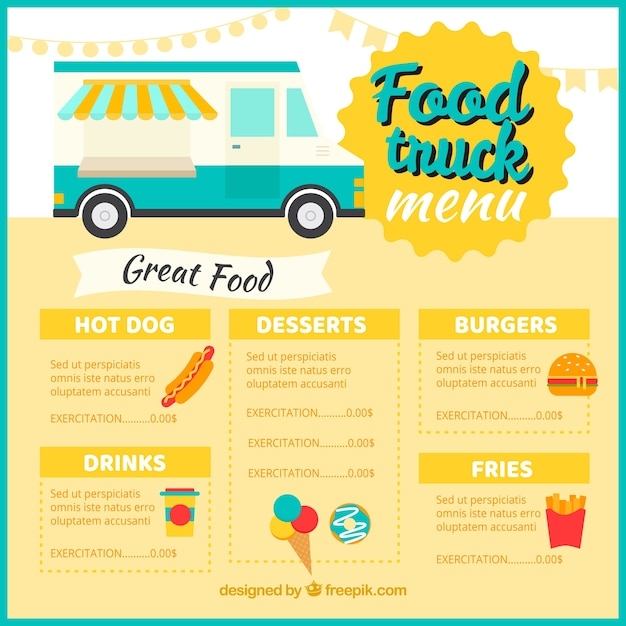 Classic Food Truck Menu Template Stock Image Everypixel