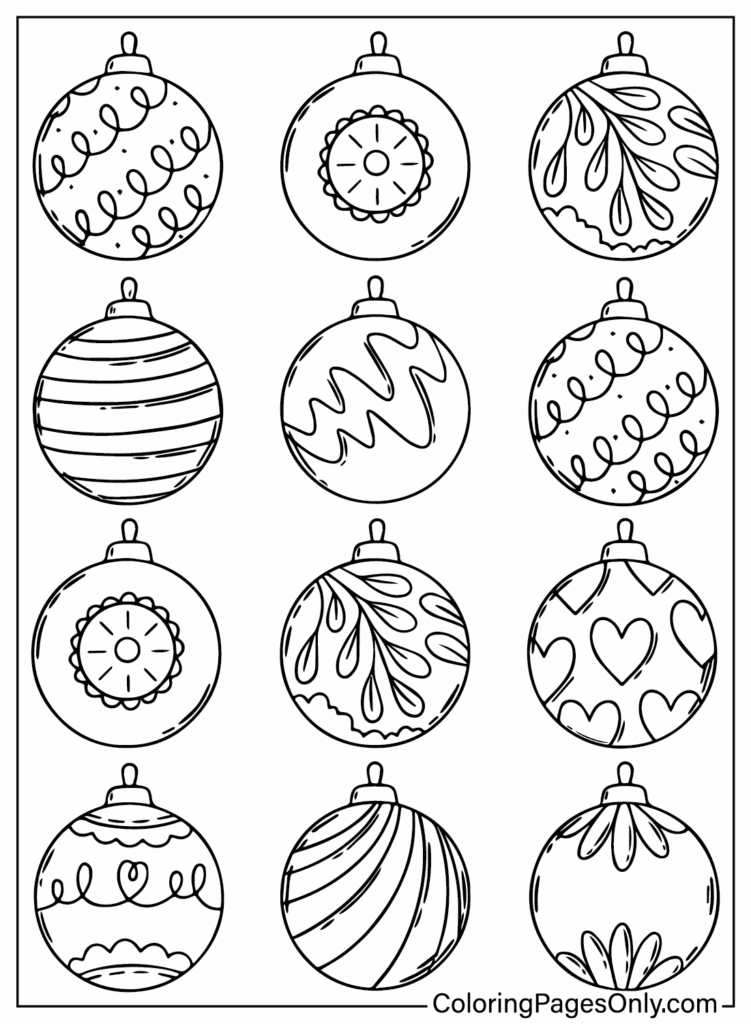 Color Page Christmas Ornaments Y Lba Eli I Y Lba Dekoru Nak