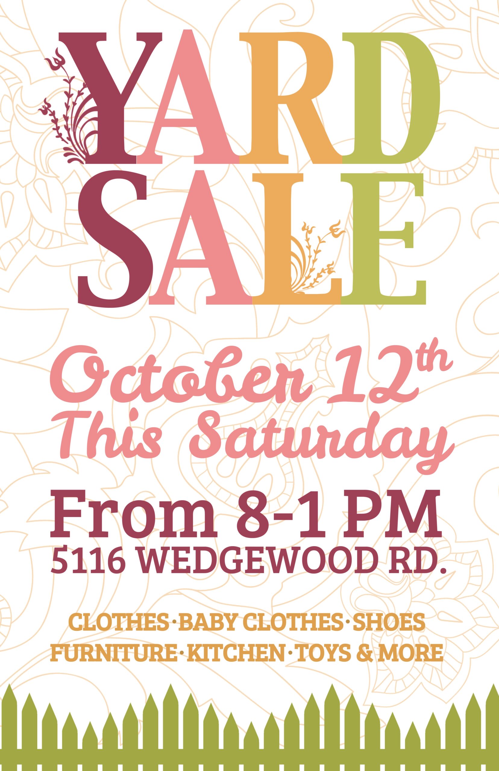 Colorful Yard Sale Sign Sale Flyer Yard Sale Yard Sale Signs