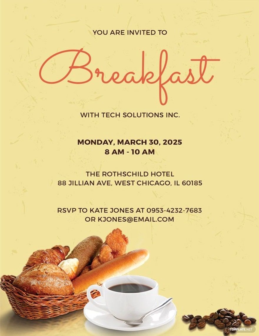 Company Breakfast Invitation Template In Illustrator PSD Publisher