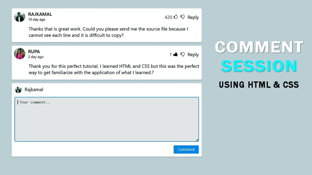 Create A Comments Box Using HTML And CSS Comment Box Comment Box