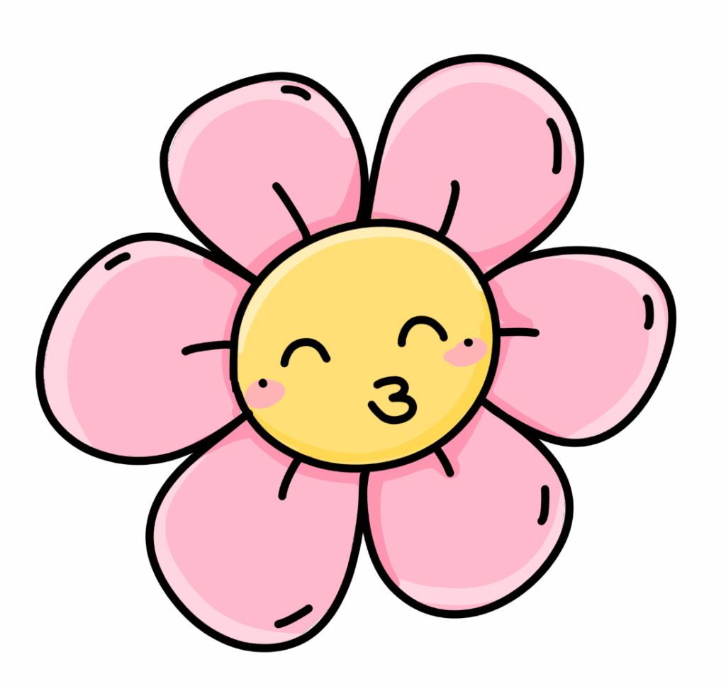 Cute Flower Drawing With Smiley Face