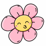 Cute Flower Drawing With Smiley Face