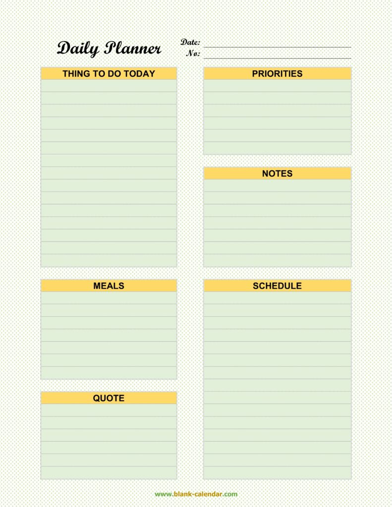 Daily Planner Templates WORD EXCEL PDF