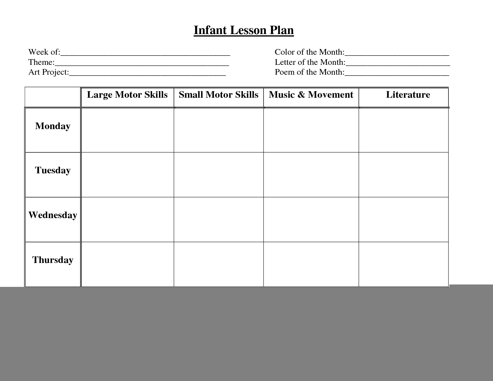 Daycare Weekly Lesson Plan Template Example Calendar Printable