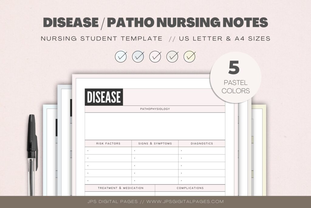 Disease Study Templates Nursing School Printable Note Templates