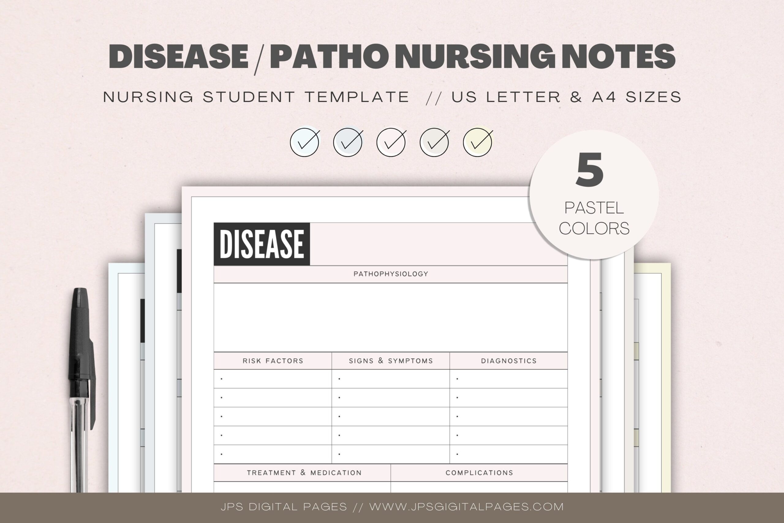 Disease Study Templates Nursing School Printable Note Templates