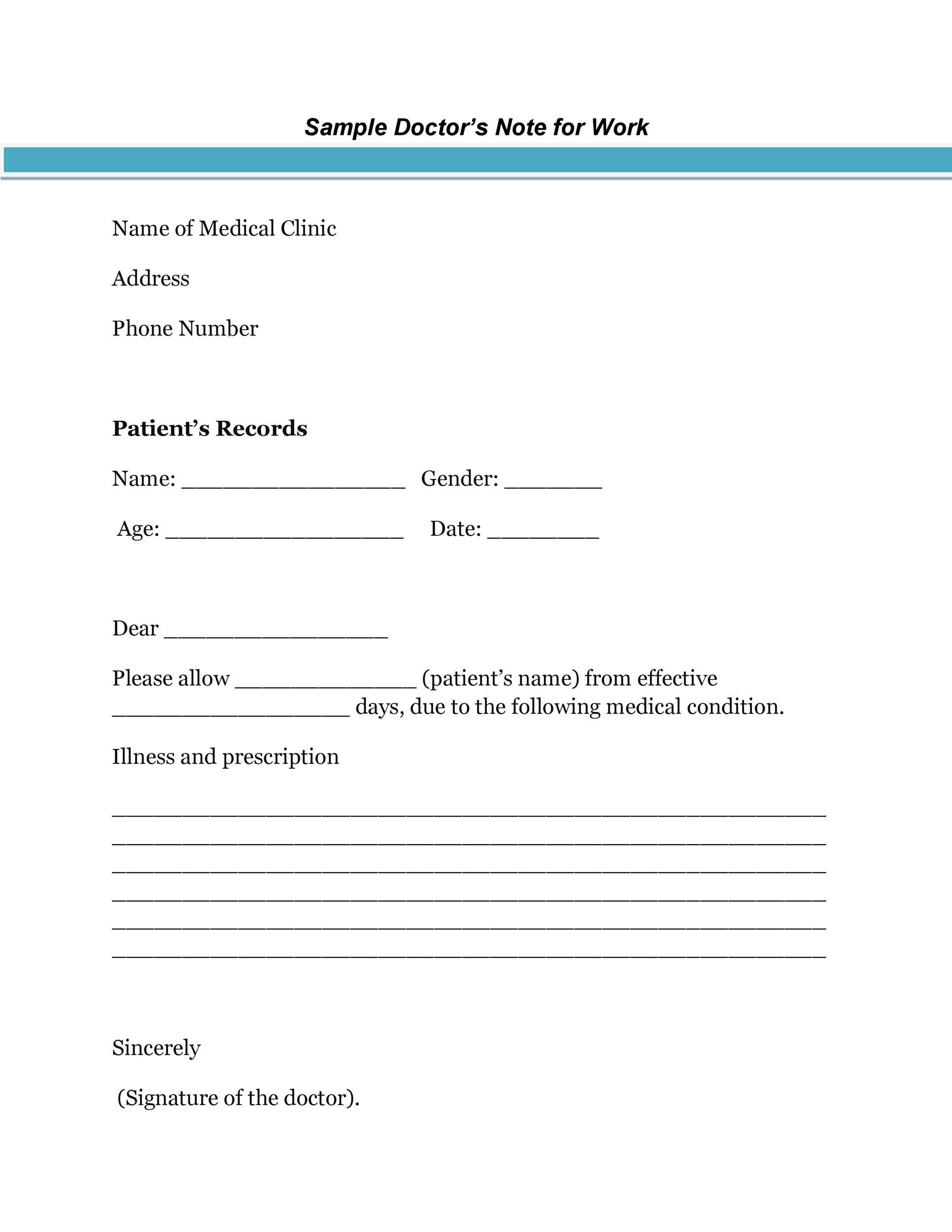 Doctors Note Template Notes Template Best Templates Letter Templates