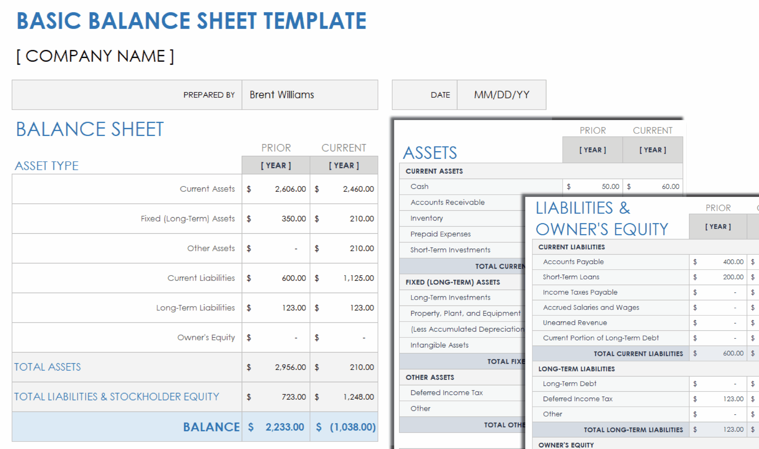 Download Blank Balance Sheet Templates Excel Pdf Rtf Download Simple