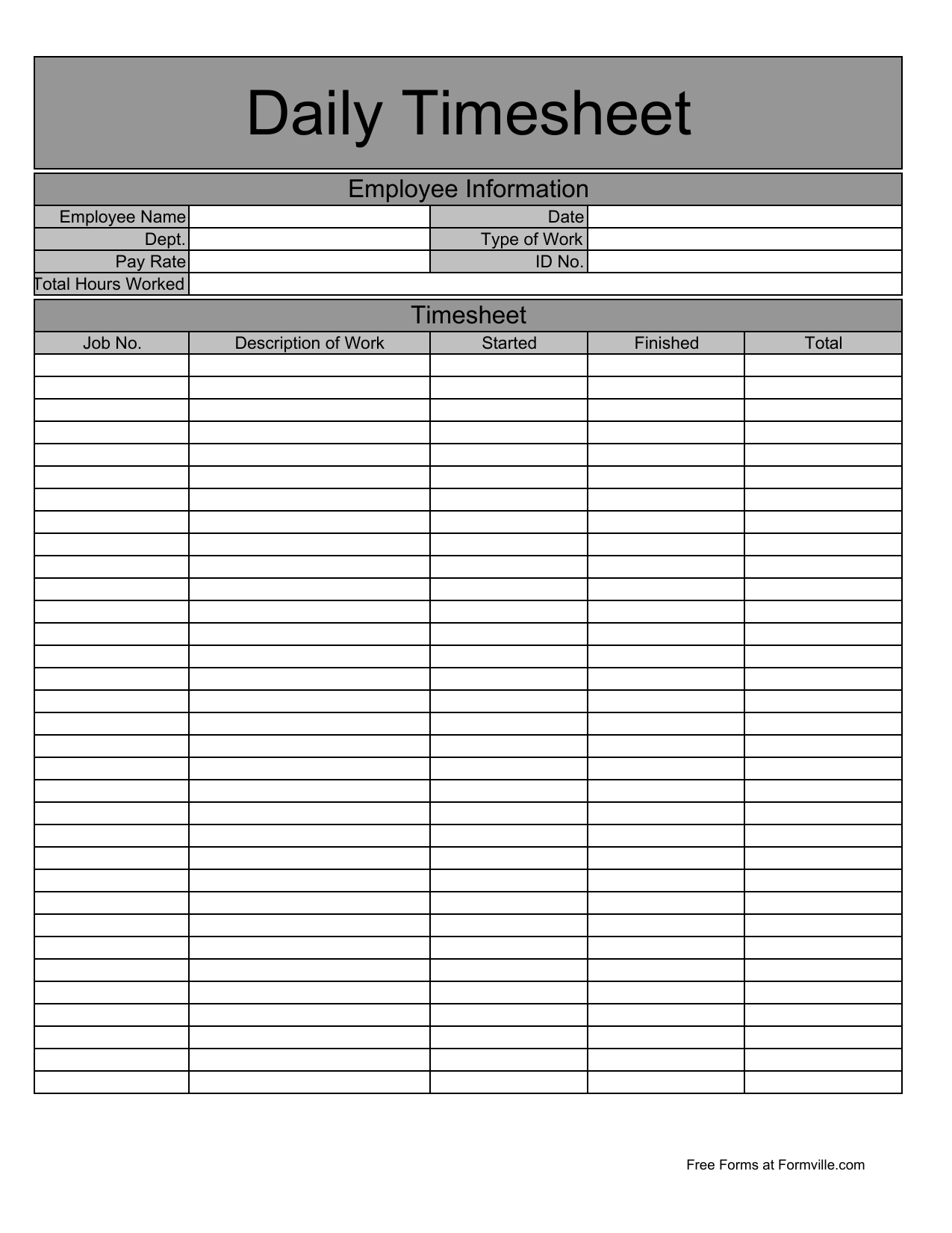 Blank Time Sheet Templates