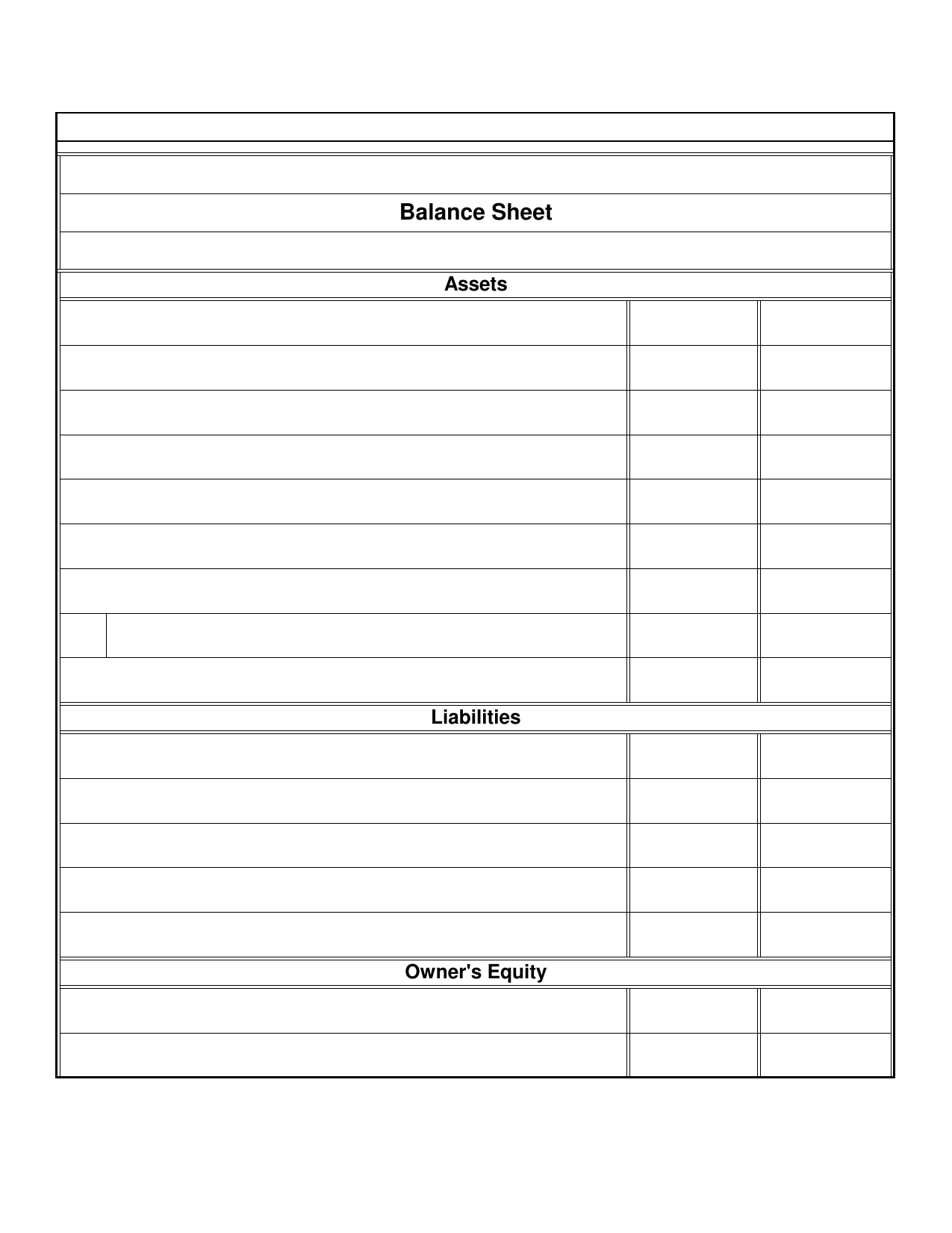 Blank Balance Sheet Templates