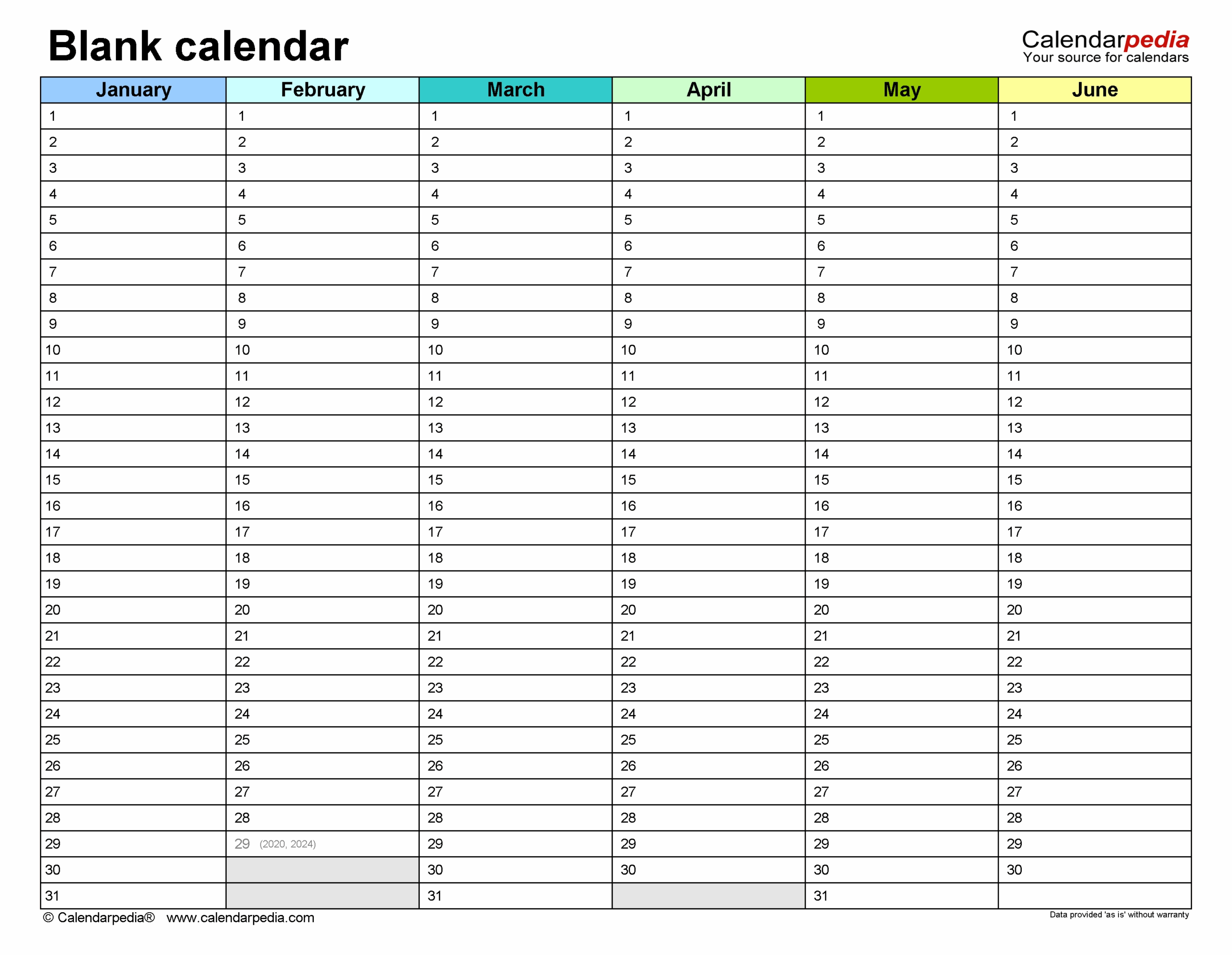 Blank Word Calendar Templates