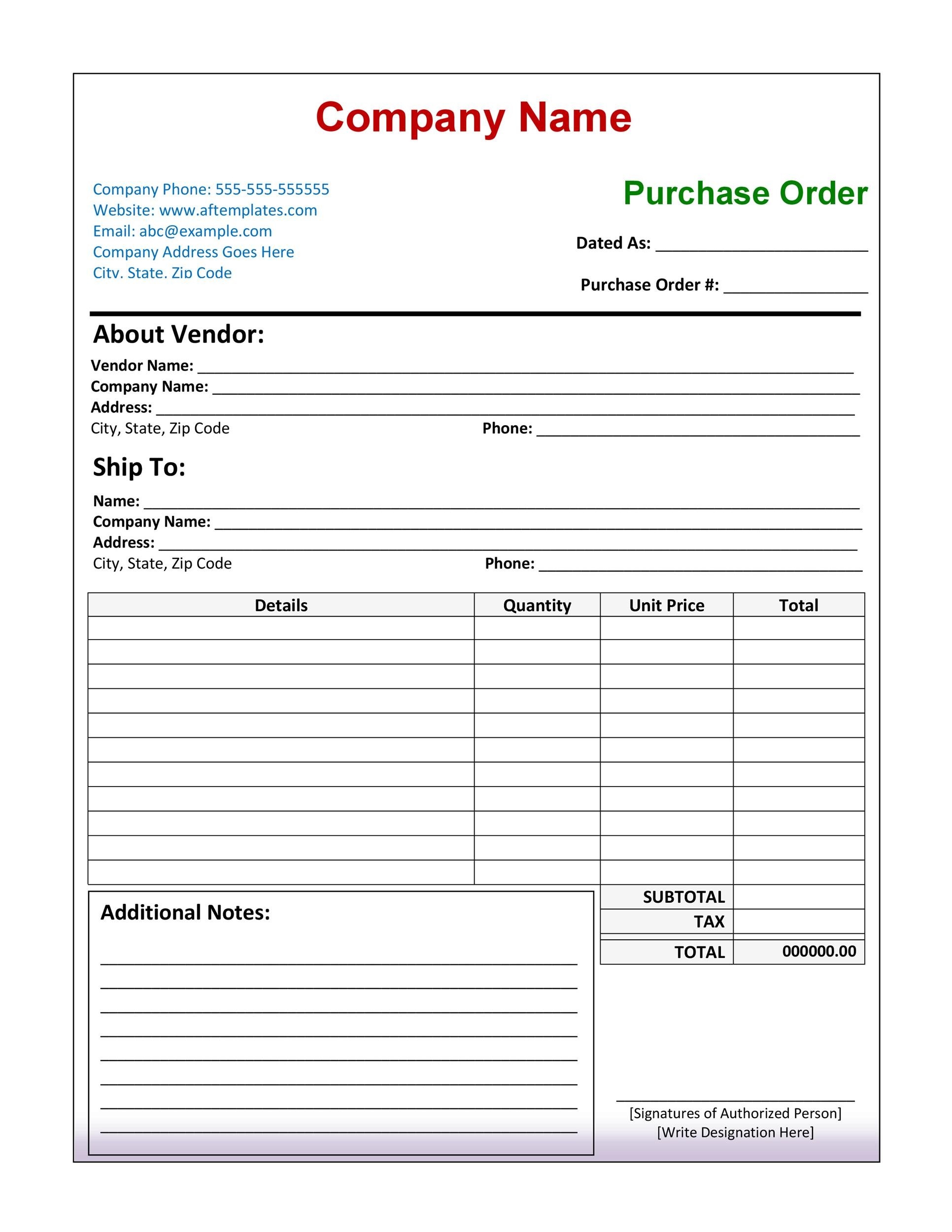 Editable Excel Purchase Order Template Vrogue