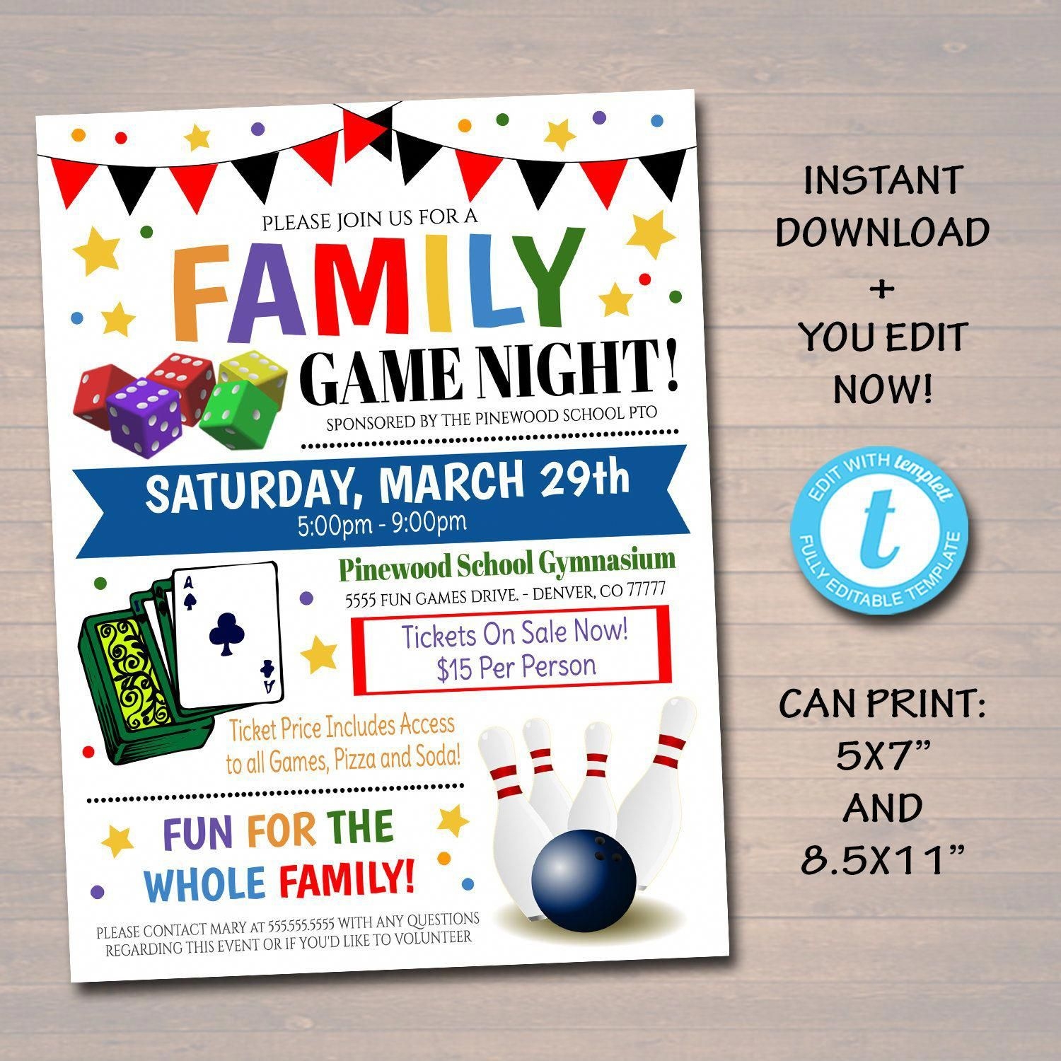 Blank Game Night Flyer Templates