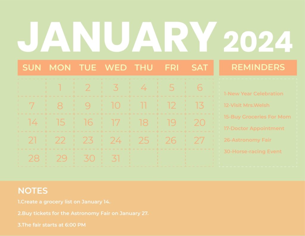 Editable January Calendar Templates In Word To Download
