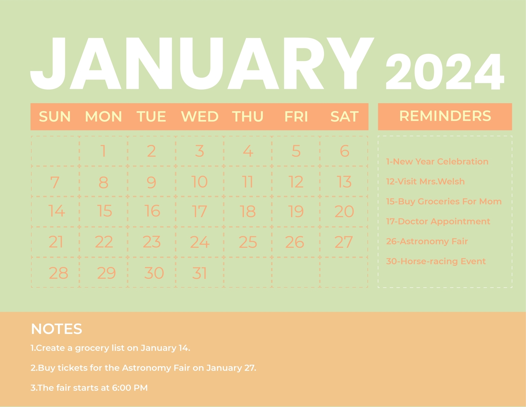 Editable January Calendar Templates In Word To Download