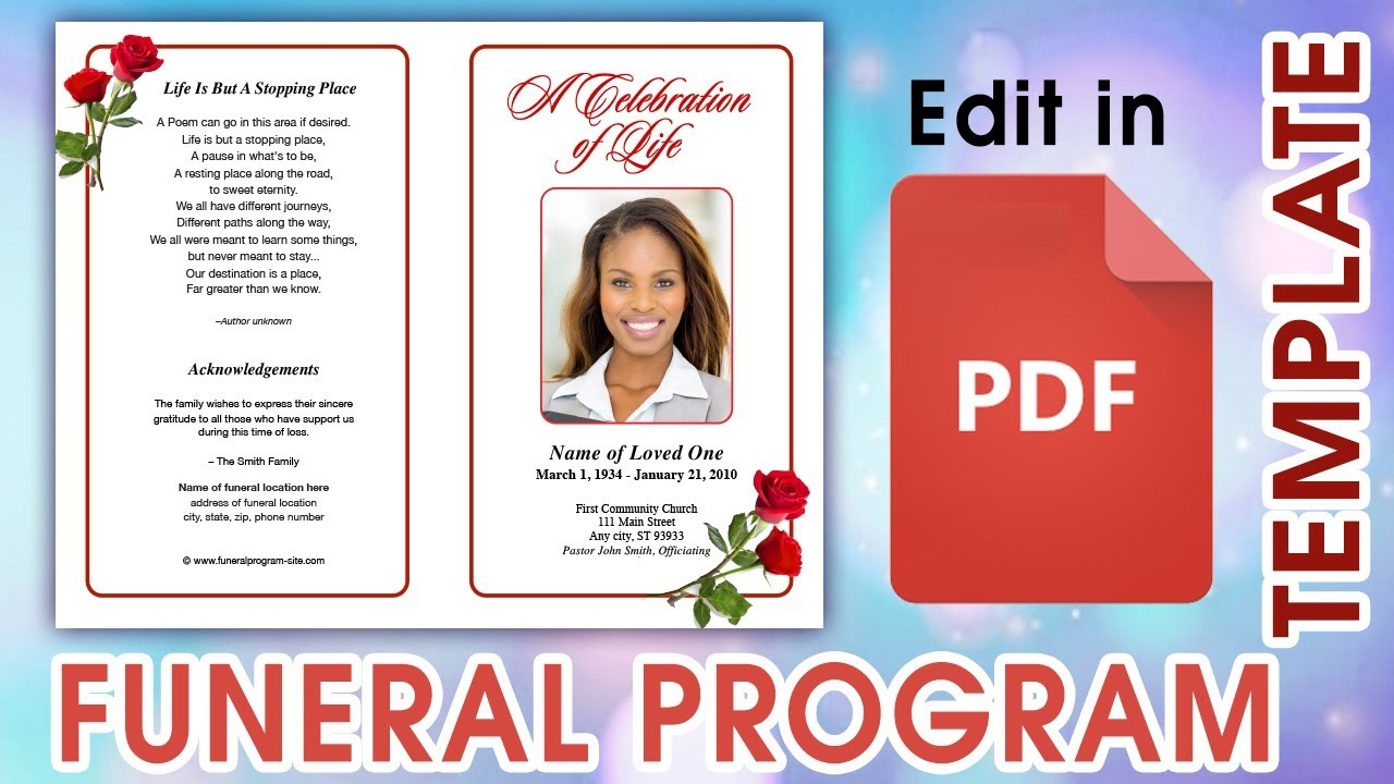 Editable PDF Funeral Program Templates YouTube