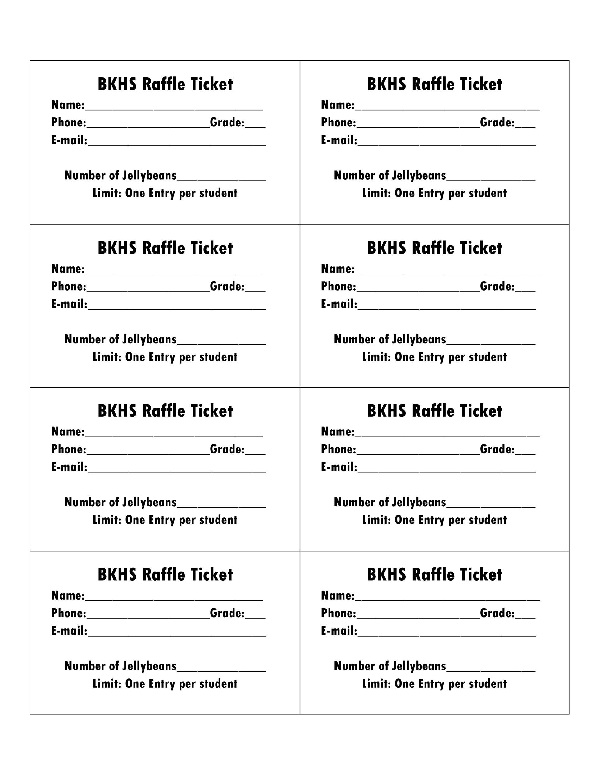 Blank Raffle Ticket Templates