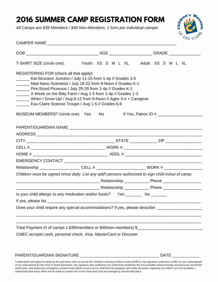 Blank Summer Camp Templates