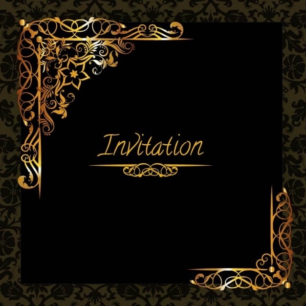 Elegant Black And Gold Blank Invitation Templates