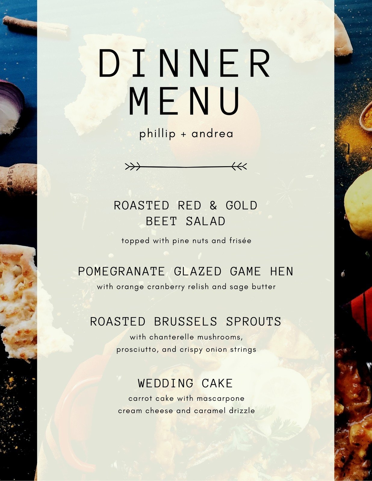 Blank Dinner Menu Templates