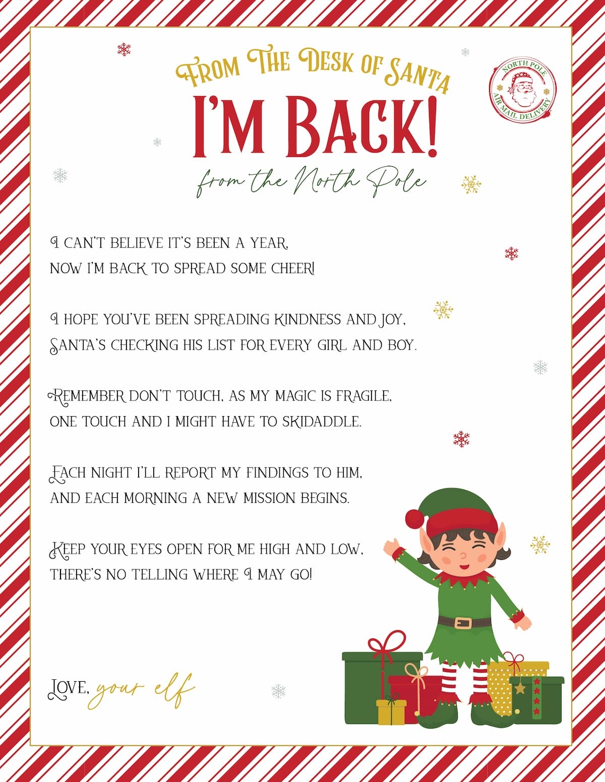 Elf On The Shelf Arrival Letter 2024 Letter Peggy Blakelee