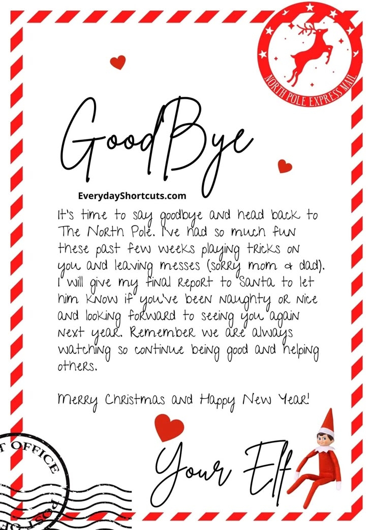Blank Elf On The Shelf Letter Templates