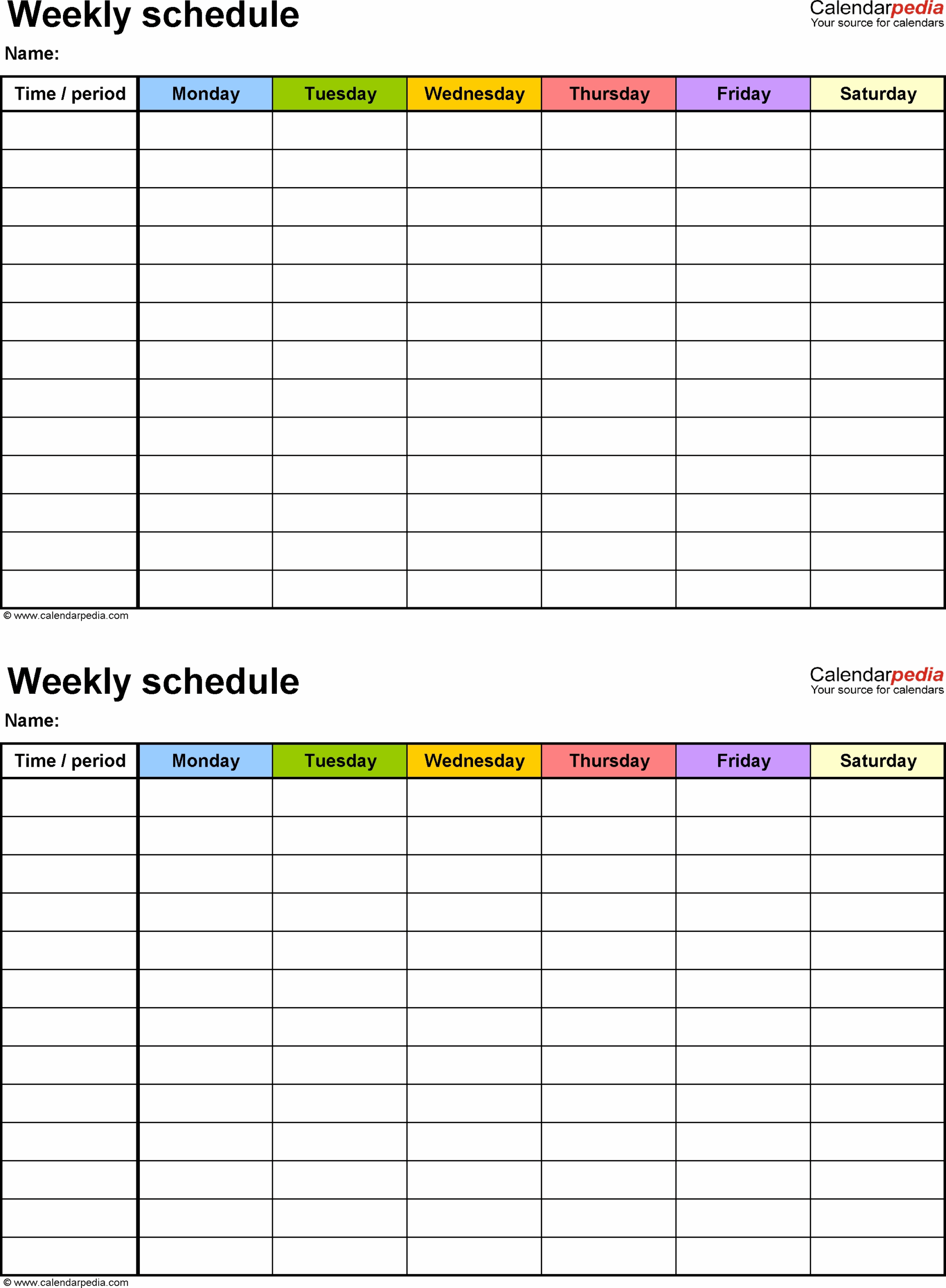 Blank Calendar Week Templates