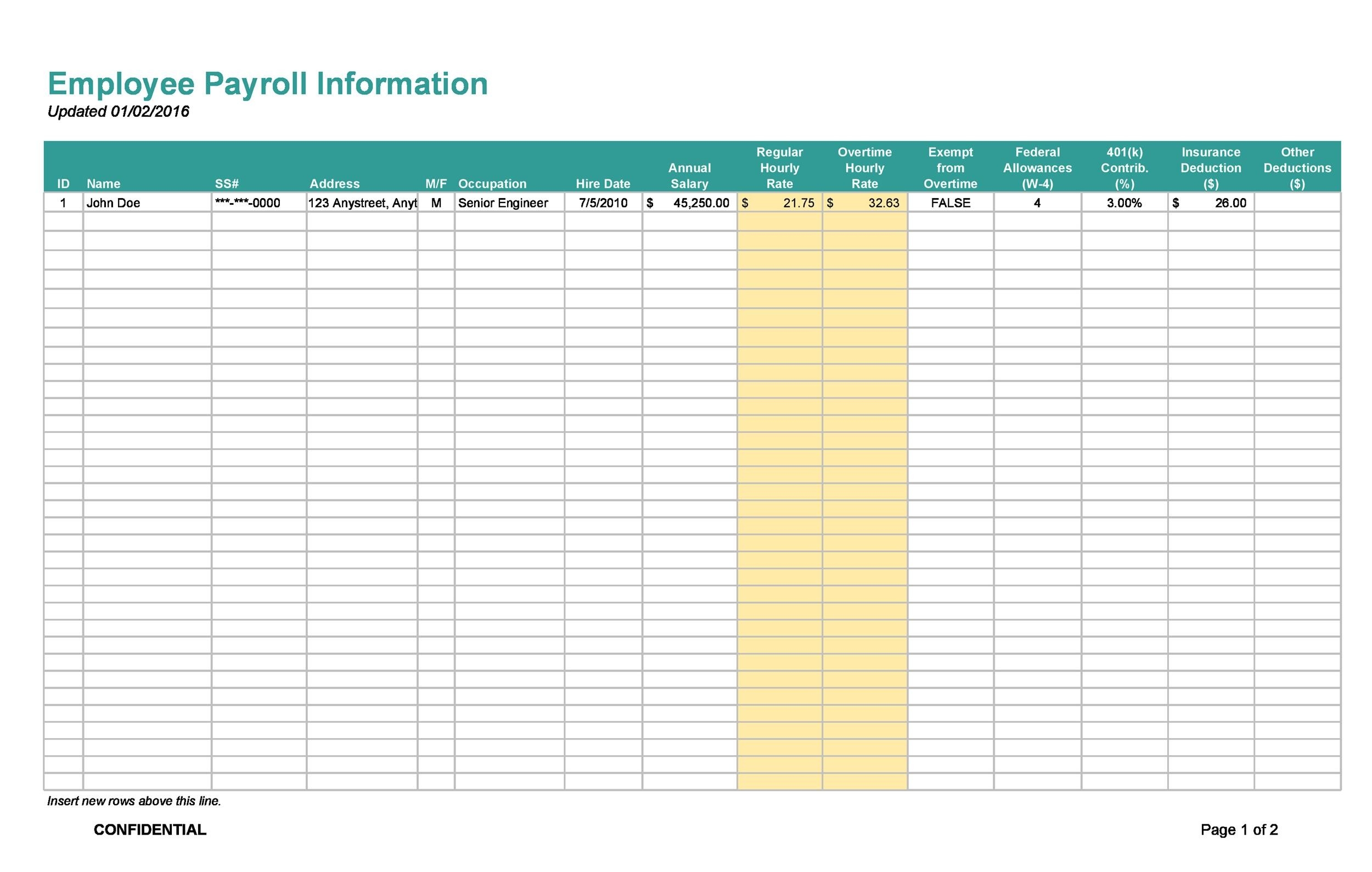 Excel Payroll Calculator Excel Templates