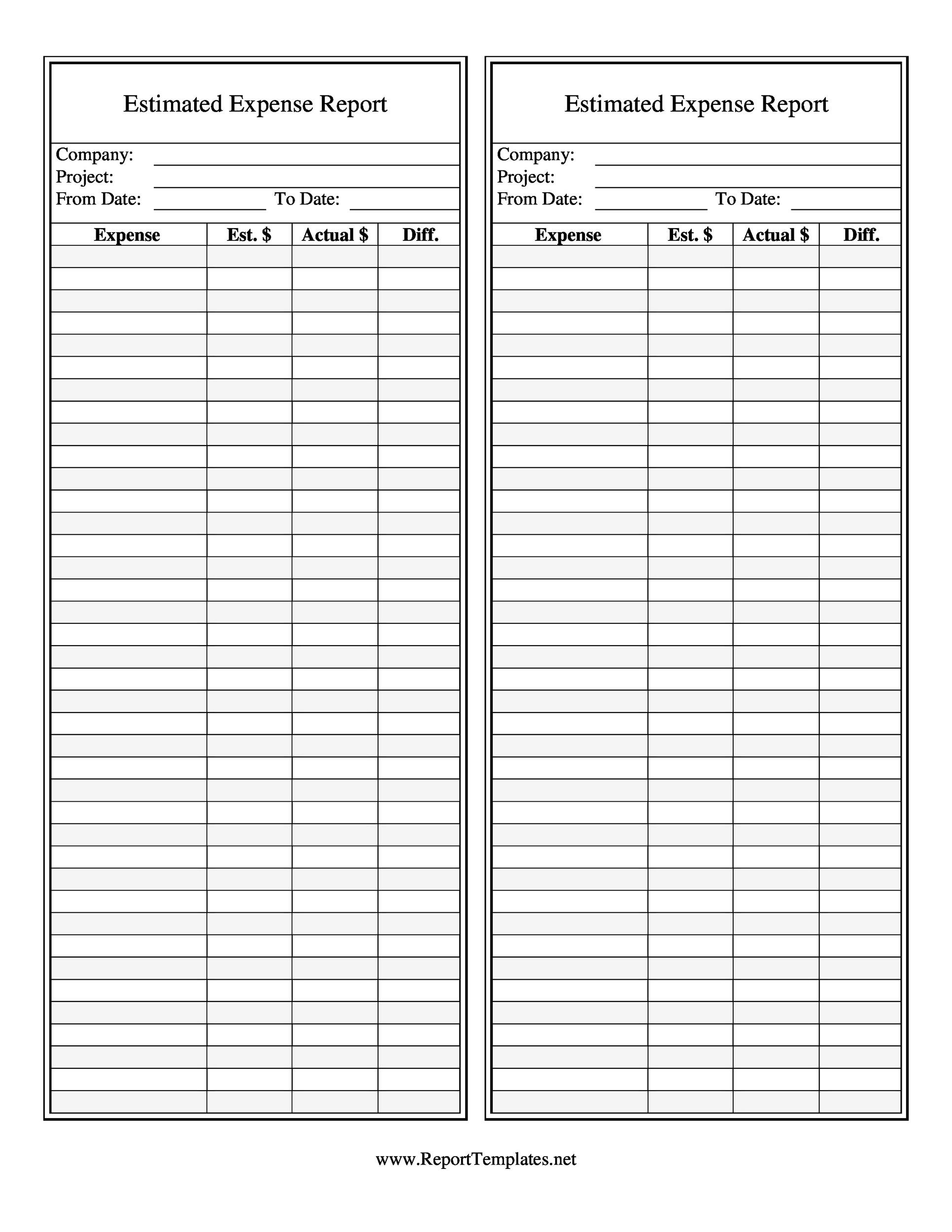 Expense Report Template Nipodzen