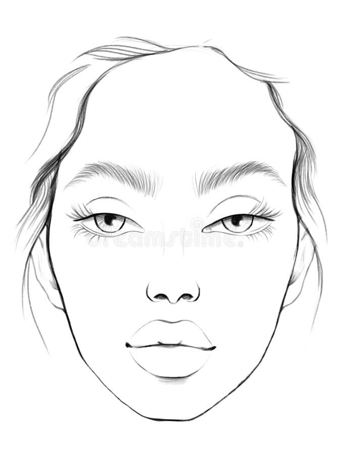 Face Chart Makeup Artist Blank Beautiful Woman Portrait Face Chart