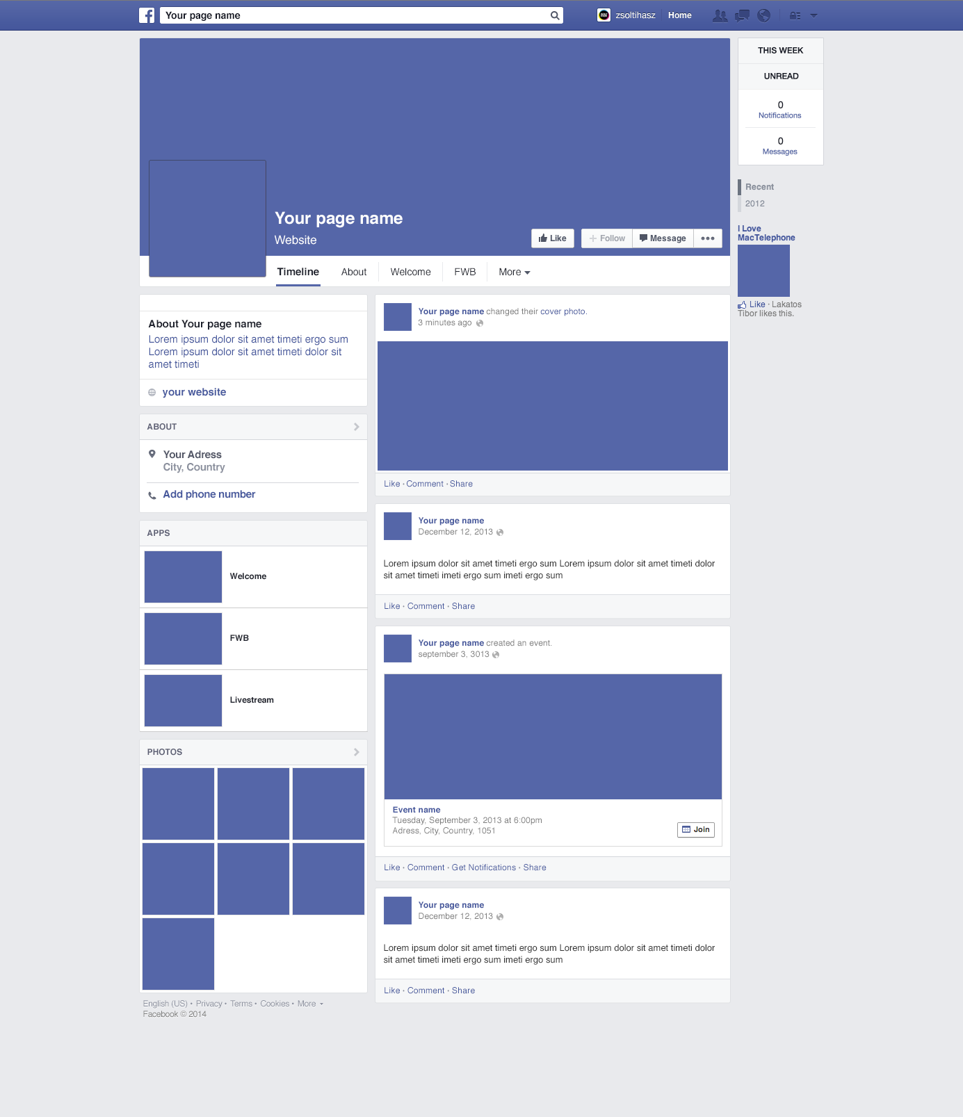Facebook Page Design Facebook Template Facebook Page Template