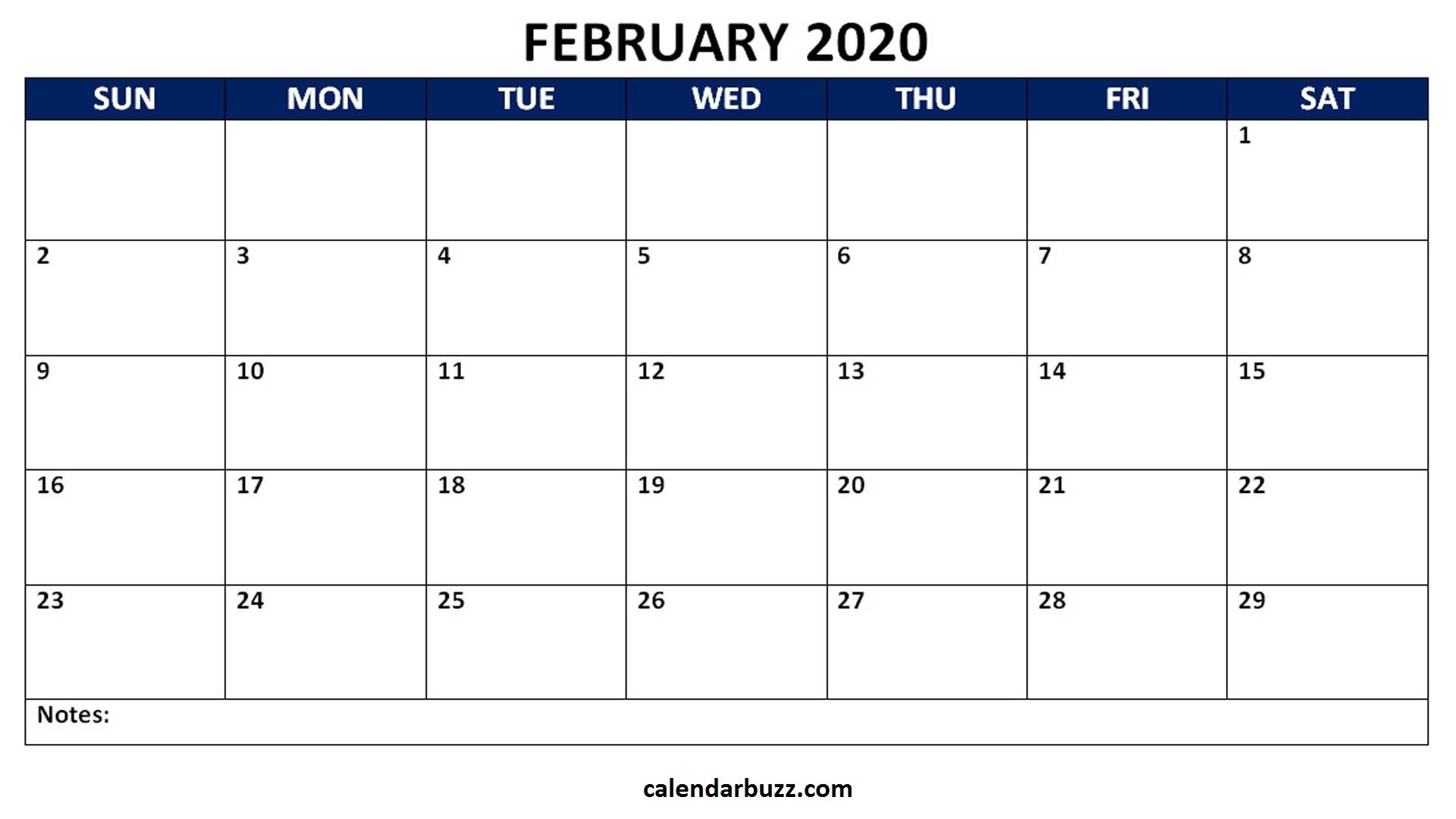 February 2020 Blank Calendar Word Template Calendar Printables Free