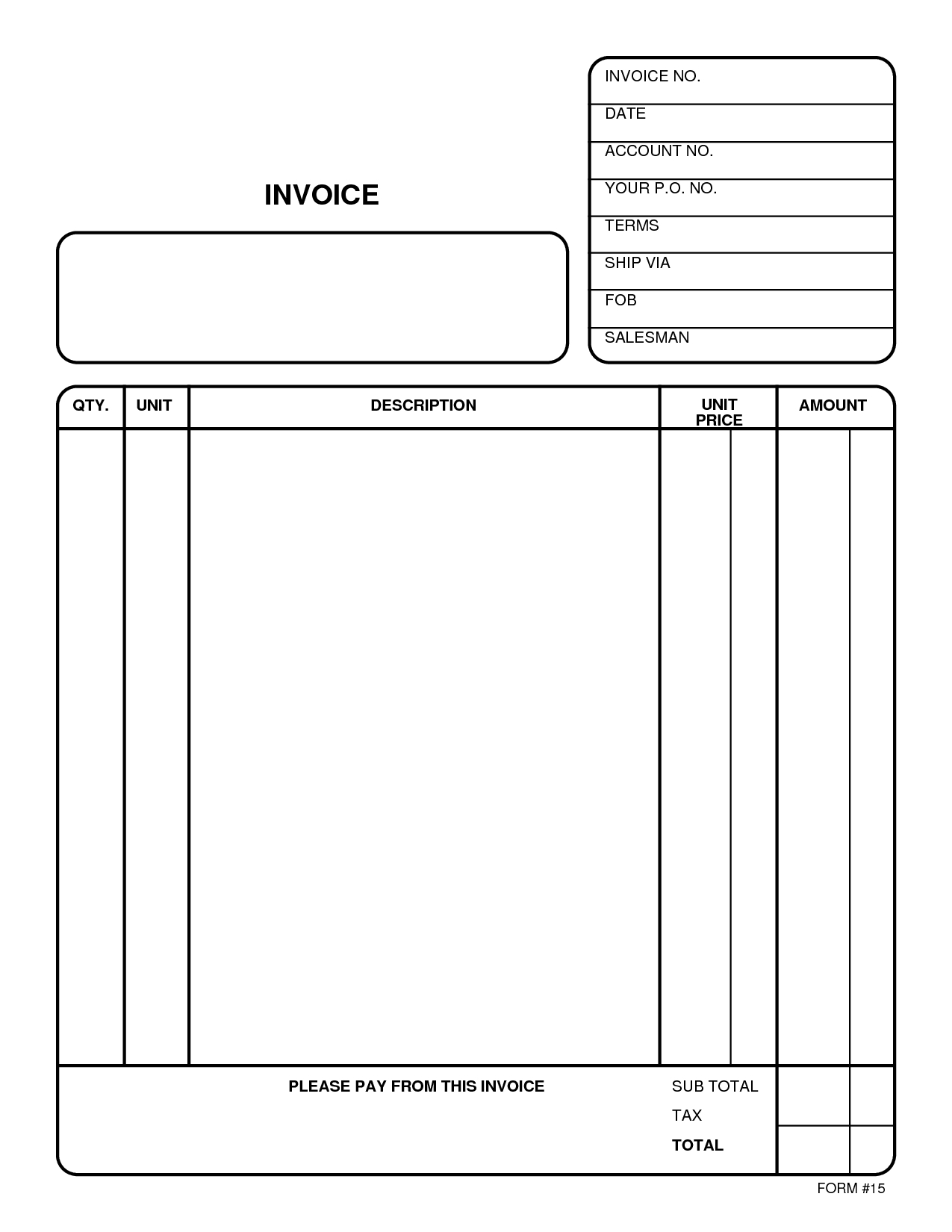 Blank Invoice Templates Free Download